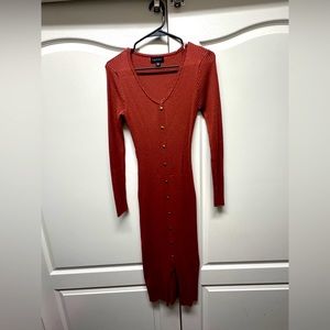 Beautiful brick orange fitted midi dress